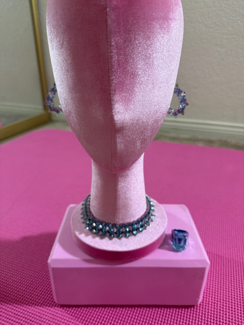 Swarovski Blue Crystal Necklace, Earrings, Ring Set